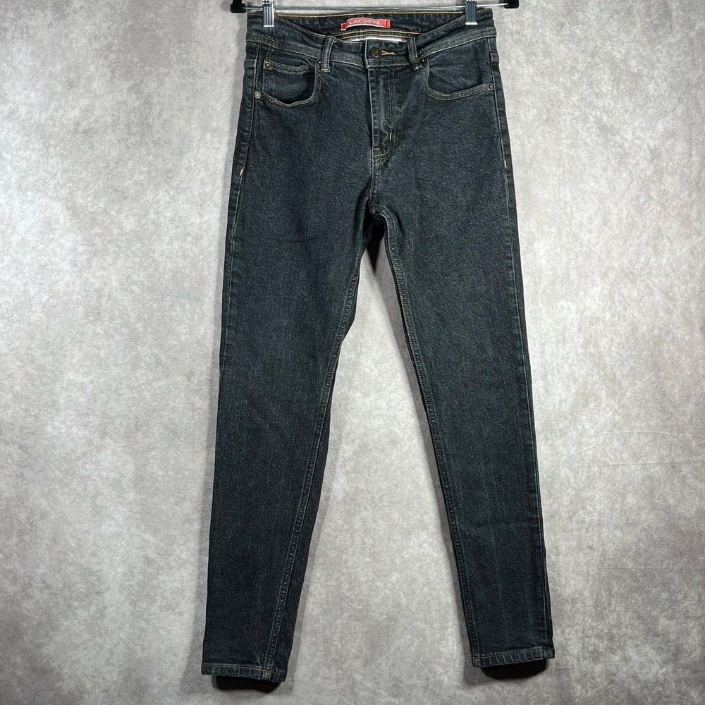 Lacoste Skinny Jeans Mens Size 31X31 Black Washed Denim Pockets Casual Everyday